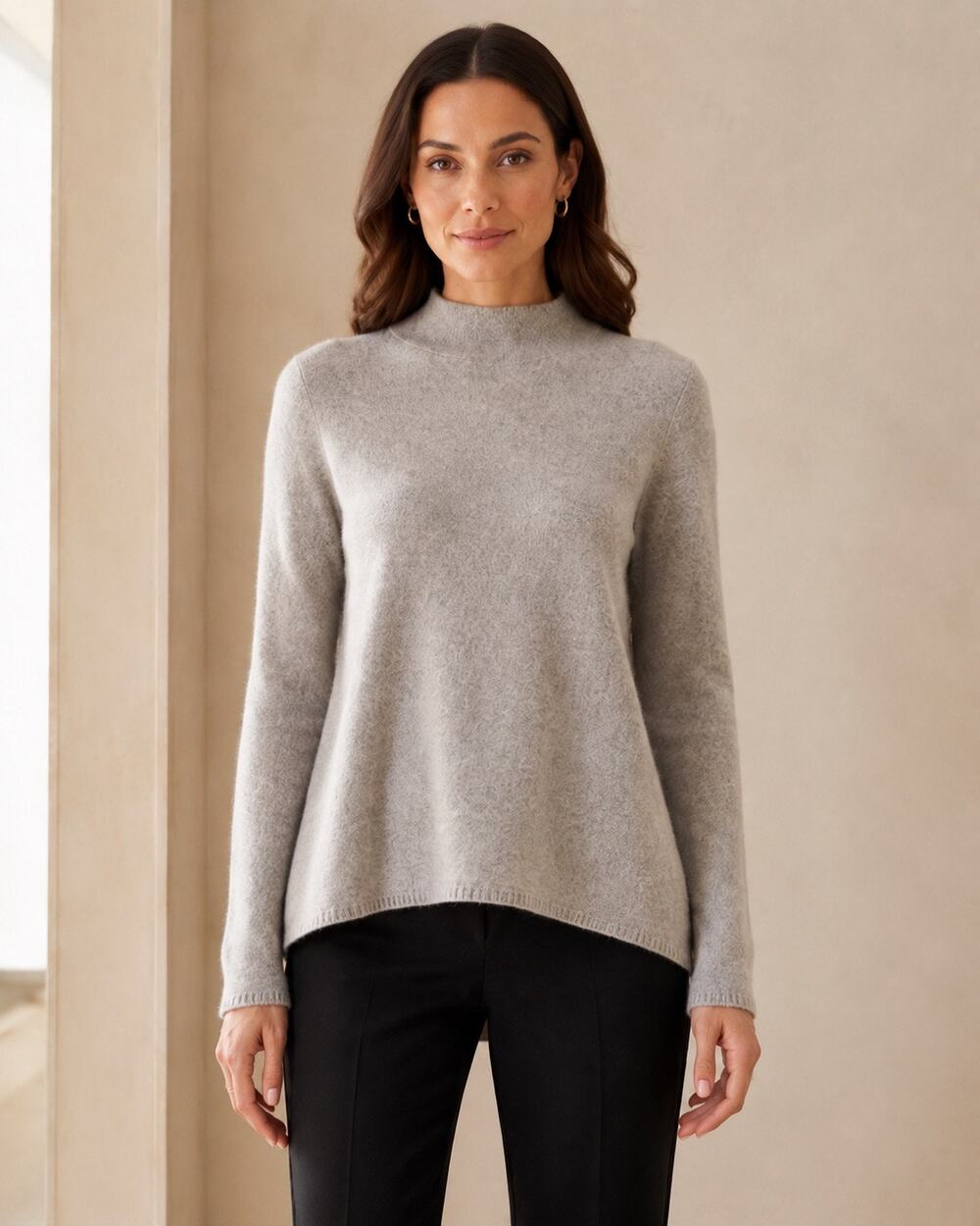 Quiet Luxury C by Bloomingdale’s Heather Gray Cashmere Mockneck Sweater XS